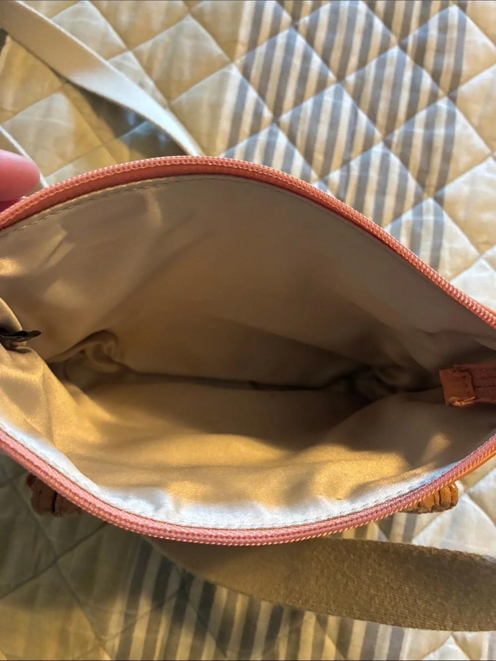 Coach Vintage Coral Pink leather Crossbody Swingpack Bag + silver turnlock